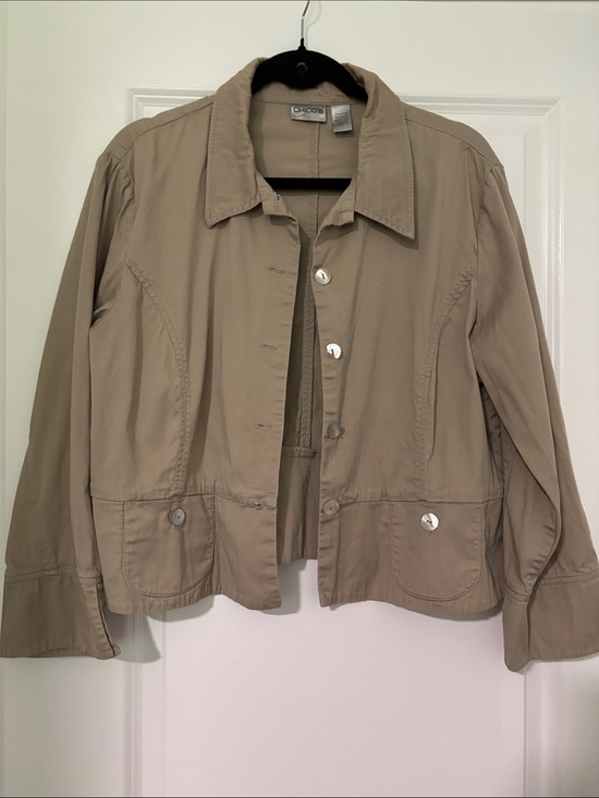 Chico's Jackets & Blazers - Chico's Women's Beige Button-Front Utility Jacket
